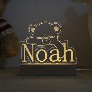 Bear Name Nightlight, Baby Gift Birth, Baby Shower Gift, Baby Nursery Light, Newborn Gift Idea, Bedside Lamp, Baby Gift