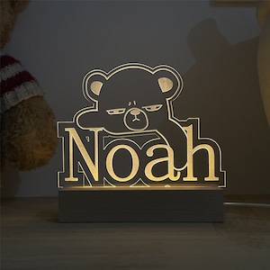 Bear Name Nightlight, Baby Gift Birth, Baby Shower Gift, Baby Nursery Light, Newborn Gift Idea, Bedside Lamp, Baby Gift