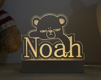 Bear Name Nightlight, Baby Gift Birth, Baby Shower Gift, Baby Nursery Light, Newborn Gift Idea, Bedside Lamp, Baby Gift