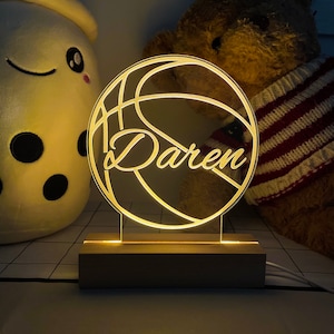 Personalized 3D Illusion Lamp Basketball, 3D Lamp Desk Lamp, USB LED Table Lamp, Desk Lamps, Custom Name Lamp, Acrylic Table Lamp, 2 Colors