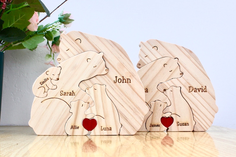 Wooden Bear Family Puzzle Family Keepsake Gifts Mother's Day Gift Gift for Parents Animal Family Home Gift Wedding Anniversary image 4