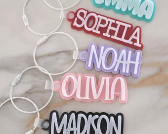 Personalized Acrylic Keychain, Custom Heavy Duty Keyring for Luggage and Car Keys, Modern Name Keychain for Men Women