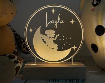 Custom Baby Girl Gift, Night Light, Personalized Fairy Night Light, Baby Birthday Gift, 3D Night Light,  Children's Bedroom Light