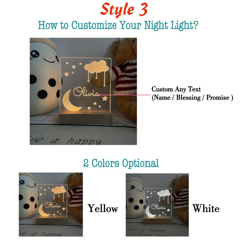 Custom Night Light Baby Gift Newborn Gift Birthday Gift Etsy