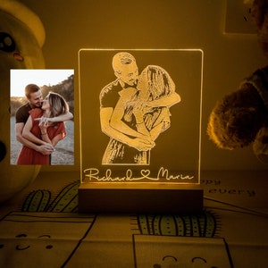 Fotolampe Nachtlicht, Bilderlampe, Portrait Nachtlicht, 3D Fotolampe, individuelle Foto Schreibtischlampe, Jubiläumsgeschenk, Hochzeitsgeschenk, Geburtstag