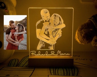 Photo Lamp Night Light, Picture Lamp, Portrait Night Light, 3d Photo Lamp, Custom Photo Desk Lamp, Anniversary Gift, Wedding Gift, Birthday