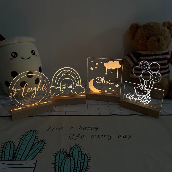 Personalized Night Light Gift, Custom Bedroom Decor, Night Light For Kids, Birthday Gift, Christmas Gifts, Table Lamp