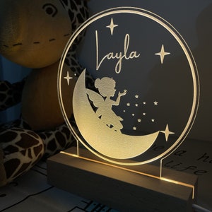 Custom Baby Girl Gift, Night Light, Personalized Fairy Night Light, Baby Birthday Gift, 3D Night Light, Children's Bedroom Light image 2