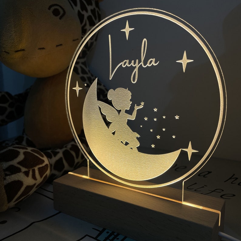Custom Baby Girl Gift Night Light Personalized Fairy Night Etsy