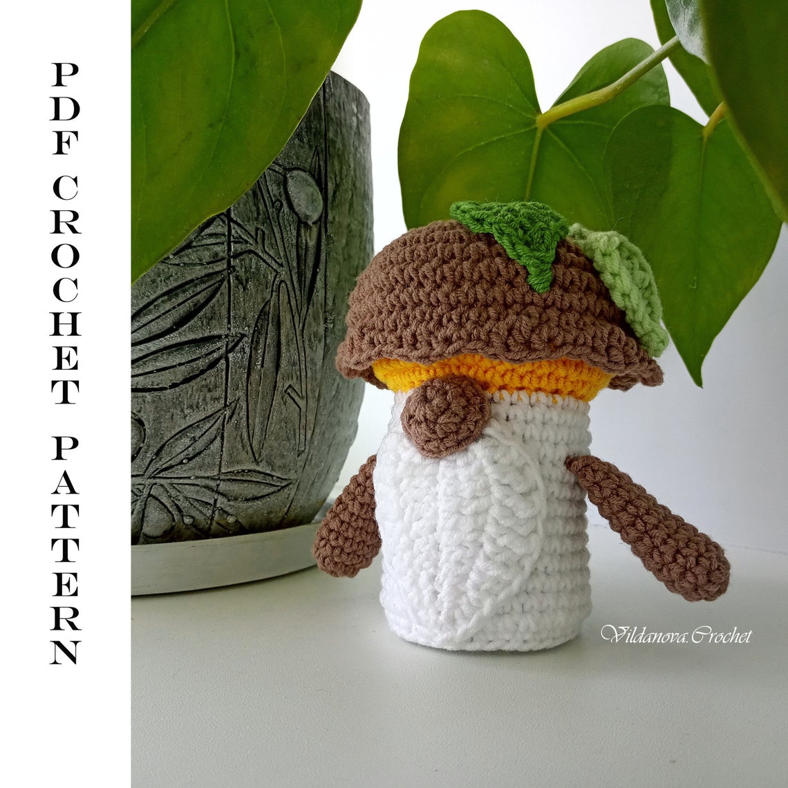Crochet gnome pattern with mushroom hat PDF DIY tutorial how Etsy