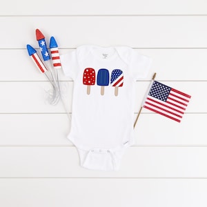 Macacão Popsicle Onesie® de 4 de Julho - Roupa Patriótica para Bebê