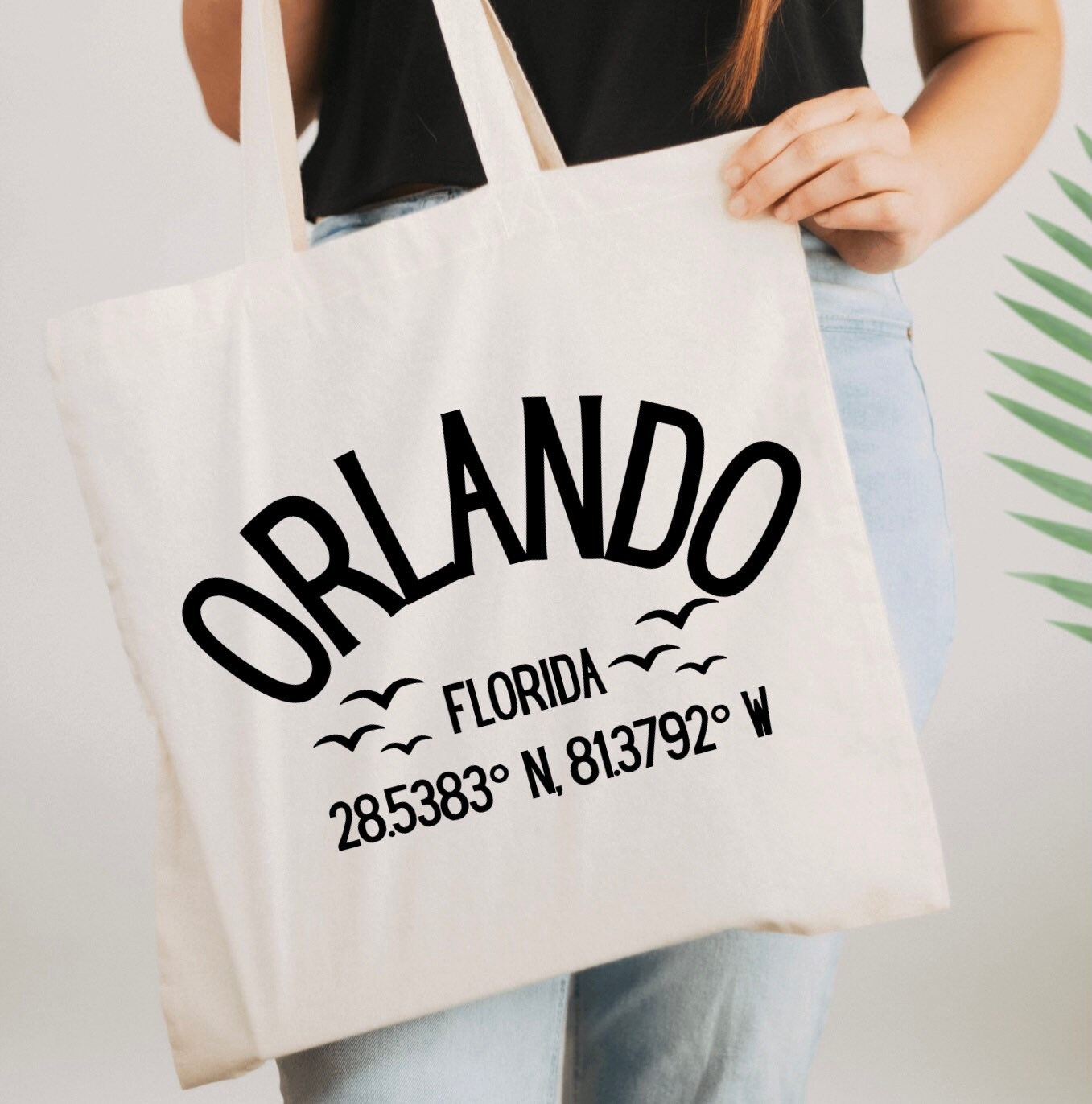 Orlando Florida coordinates tote bag reusable bag shopping Etsy