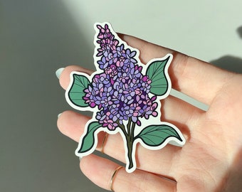 Purple Lilac Sticker, Lilac Glossy Vinyl Sticker, Lilacs, Waterproof Sticker for Laptops, Bottles, Journals, Gifting