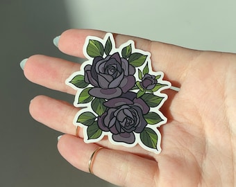 Schwarze Rose wasserdichter Aufkleber, glänzendes Vinylzubehör für Laptops, Telefon, Journal, Wasserflasche, hohe Qualität