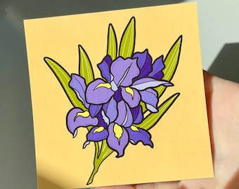 Iris Print, Purple Iris Flower Illustration, Tennessee State Flower Artwork, Original Flower Art, Purple