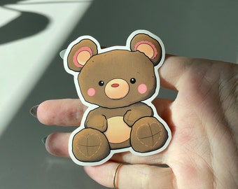 Teddy Bear Sticker, Vinyl Sticker, Plushie, Waterproof Sticker