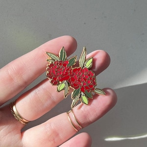 Carnation Pin, Red Carnations Enamel Pin, Ohio State Flower Artwork, Botanical Pin