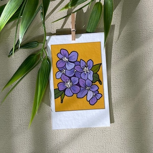 Common Violet Print, Violet Flower Illustration, State Flower Artwork, Original Illustration Drawing Art
