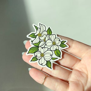 Dogwood Sticker, Flowering Dogwood, Decal, Glossy Waterproof Vinyl for Bottles, Laptops, Notebooks, Small Gift