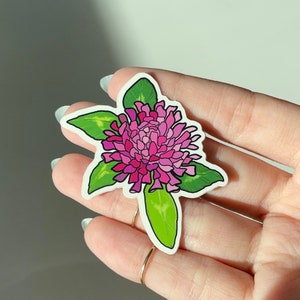 Sticker trèfle rouge, Art floral dessiné à l'origine du Vermont, imperméable, haute qualité, ordinateur portable, tenue de journal, accessoire pour bouteille