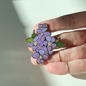 Violet Pin, Common Violet Enamel Pin, State Flower Artwork, Original Flower Art, Botanical Pin