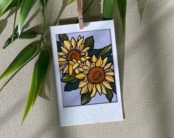 Sunflowers Small Print, Sunflower, Happy, Boho, Sunshine, Botanical, Kansas, Sustainably Made, Eco Friendly, Yellow, Blue