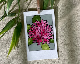 Red Clover Print, Clover Art, Vermont State Flower Illustration, Floral Artwork Print, Mini Print, Polaroid Style