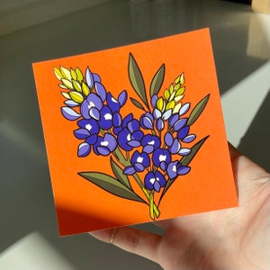 Texas Bluebonnet Print, Bluebonnet Art, Texas State Flowers, Mini Art Print, Illustration, Home Decor