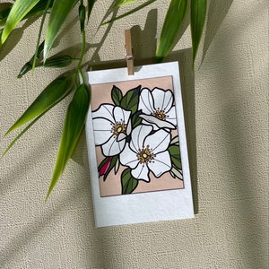 Prairie Rose Print, Wild Rose Flower Art, Iowa State Flower Illustration, North Dakota Floral Artwork