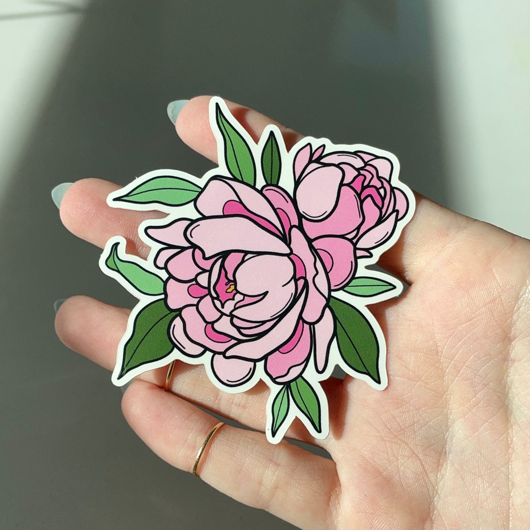 Peony Sticker, Waterproof Sticker, Pink, Decal, Glossy, Vinyl, Peonies ...