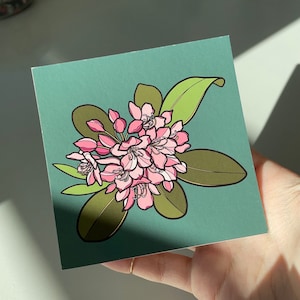 Rhododendron Print, Pacific Rhododendron Illustration, West Virginia Art, Washington State Flower, Ghibli Art