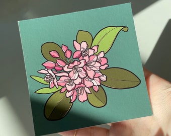 Rhododendron Print, Pacific Rhododendron Illustration, West Virginia Art, Washington State Flower, Ghibli Art