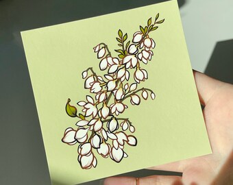 Yucca Print, Yucca Floral Illustration, New Mexico State Flower Artwork, Original Desert Art