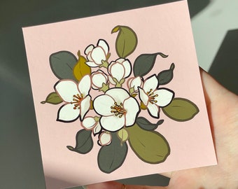 Syringa Print, Flower Art, Idaho State Flower Illustration, Instax Mini Print Floral Artwork, Colorful Decor