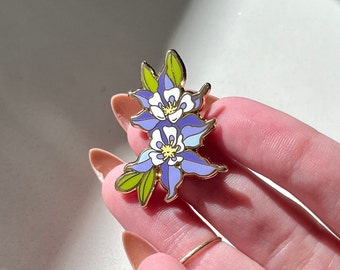 Columbine Pin, Wildflower Botanical Enamel Pin, Brooch, My Art, Belt Bag Lanyard Accessory, Colorado Pride