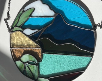 Bora Bora, Bungalow, Monstera, Stained Glass Art, Mount Otemanu, Honeymoon, Wedding, Destinations, Views, Tropical Gift, Home Decor