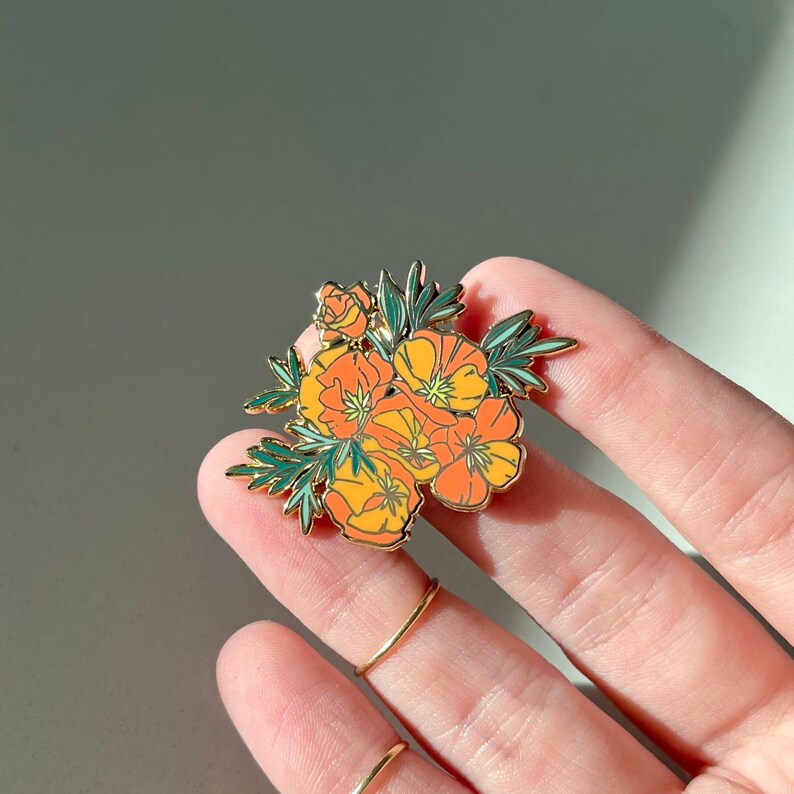 Golden Poppy Pin Cali Poppy Enamel Pin California Poppy Etsy