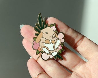 Bunny Enamel Pin, Rabbit Hard Enamel Pin, Garden Themed, Lapel Pin Badge