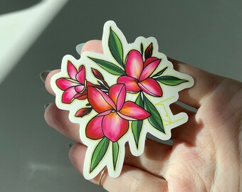 Plumeria Sticker, Plumerias, Tropical Art, Hawaii, Florida, Beachy, Flowers, Hand Painted Original Art