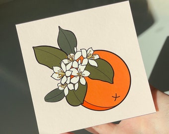 Orangetryck, apelsinblomskonst, illustration av Floridas statliga blommor, citrus, minitryckkonstverkdekor