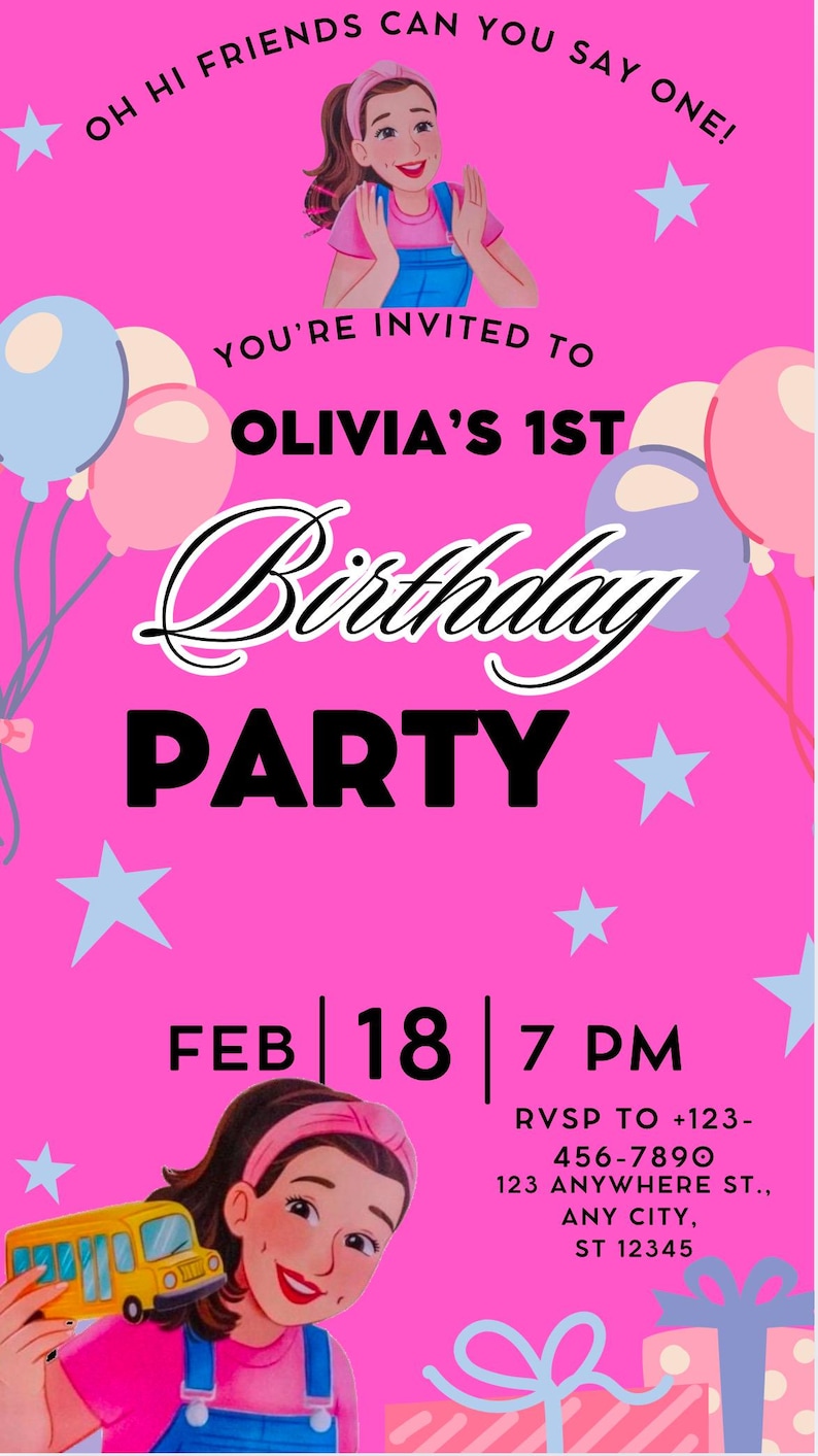 Editable Ms. Rachel Birthday Invitations - Etsy