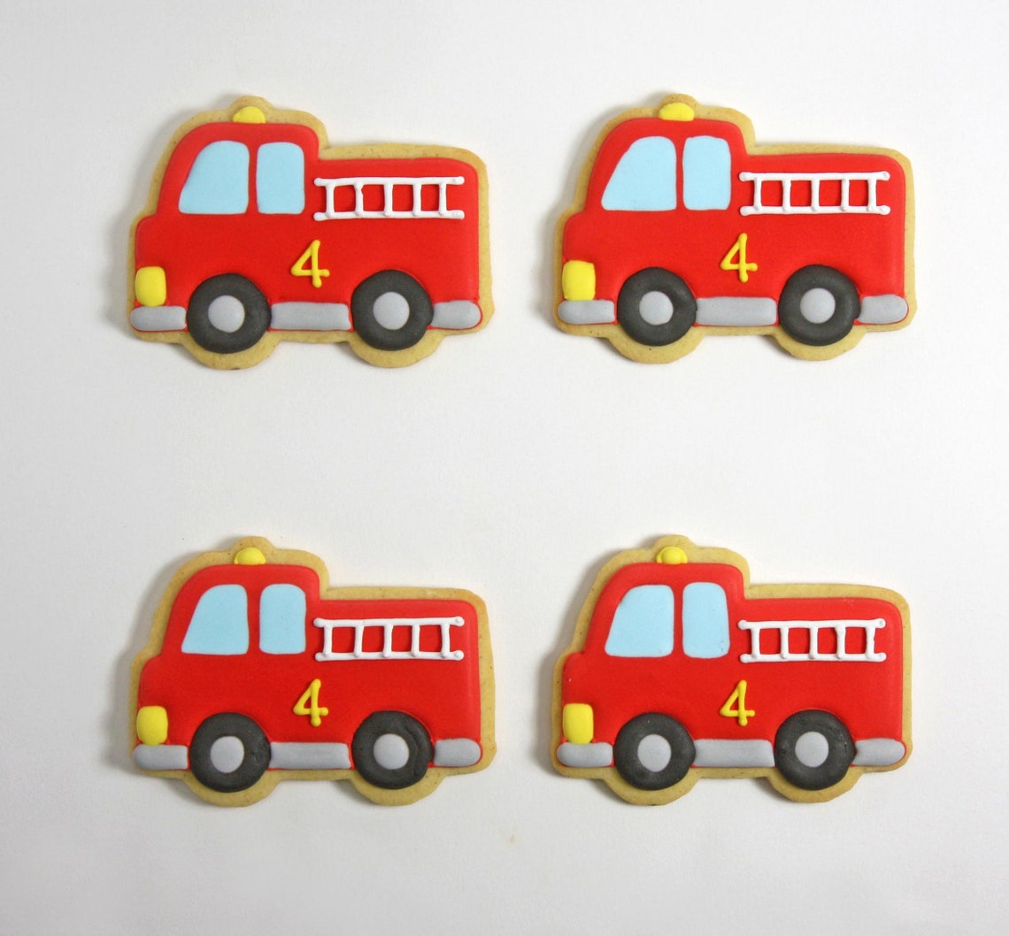 Fire Engine Bisuits Fire Engine Iced Biscuits - Etsy