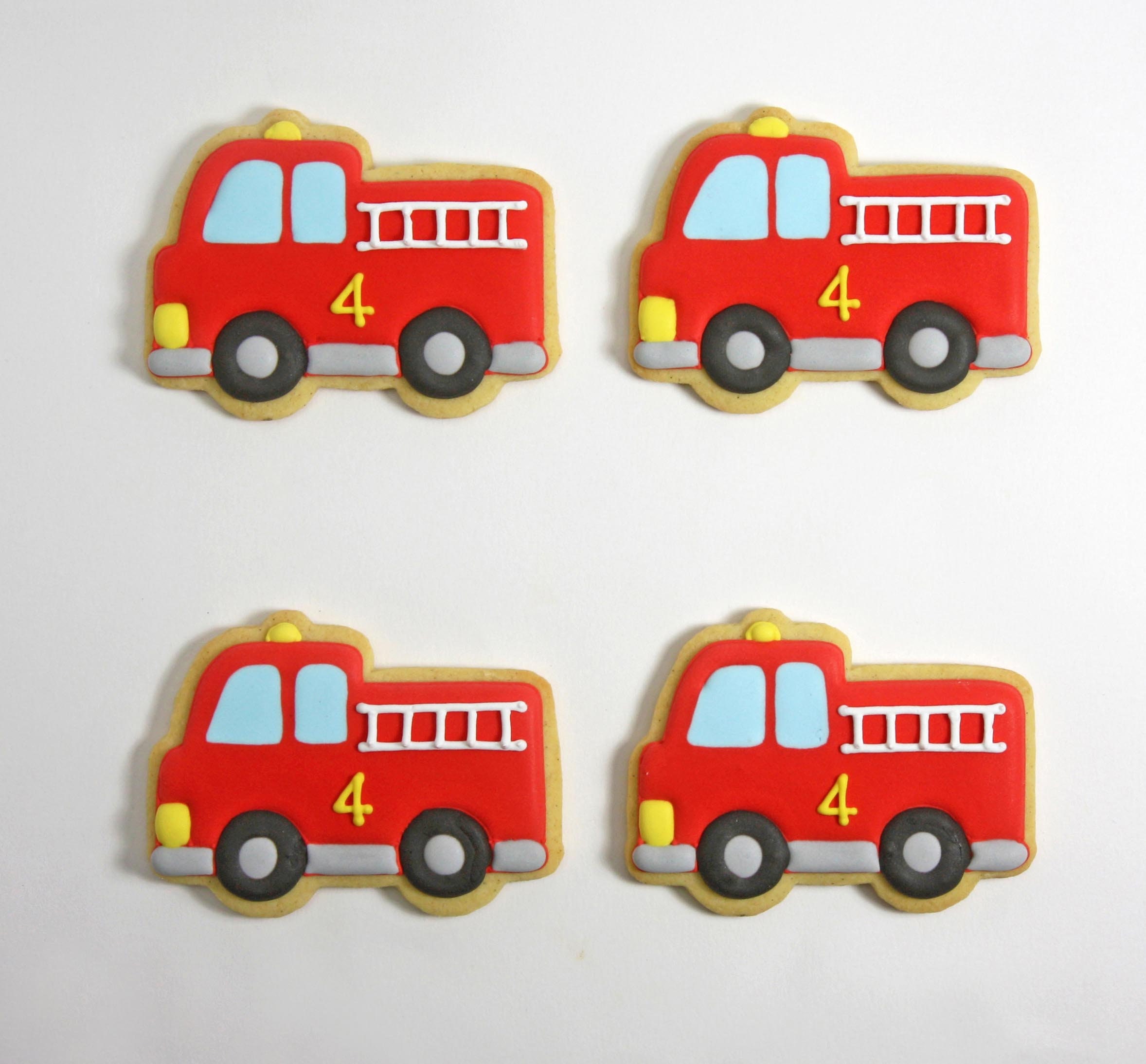 Fire Engine Bisuits Fire Engine Iced Biscuits - Etsy