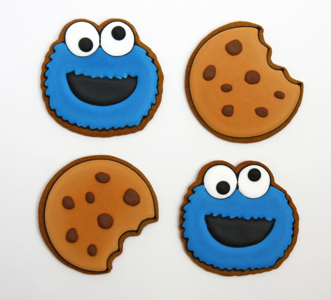 Cookie Monster Iced Biscuits one dozen Etsy