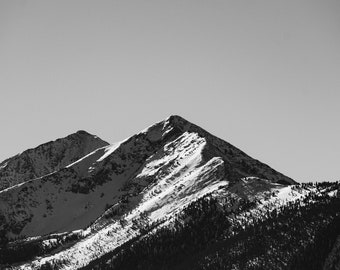 Snowy Mountain in Black and White Print