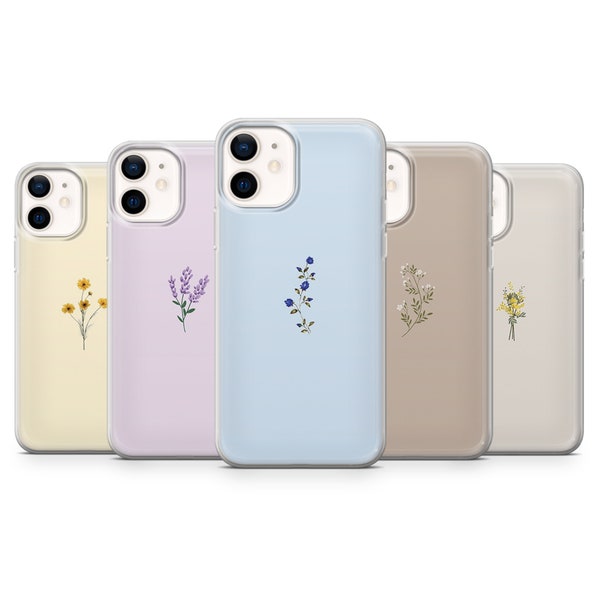 Minimalist Floral Handyhülle Flower Bouquet Cover für iPhone 14Pro, 13, 12, 11, XR, 7, 8, Samsung S23, S22, S21FE, A53, A14, A13, Pixel 7,6A