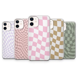 Retro Checkered Phone Case Funky Checkerboard Cover for iPhone 14Pro, 13, 12, 11, XR, 8, Samsung S23, S22, S21FE, A53, A14, A13, Pixel 7, 6A