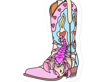 Bug Boot Sticker by @Iamtheyaki | American Traditional | Scorpion | Cowgirl