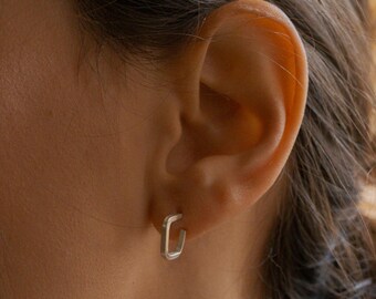 Argollas Mini Cuadradas · Aros Geométricas- Joyería de Autor – Plata o Bronce
