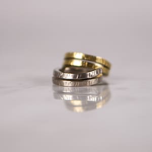 Double Band Coiled Ring | Rustic textured stackable rings in sterling silver & bronze